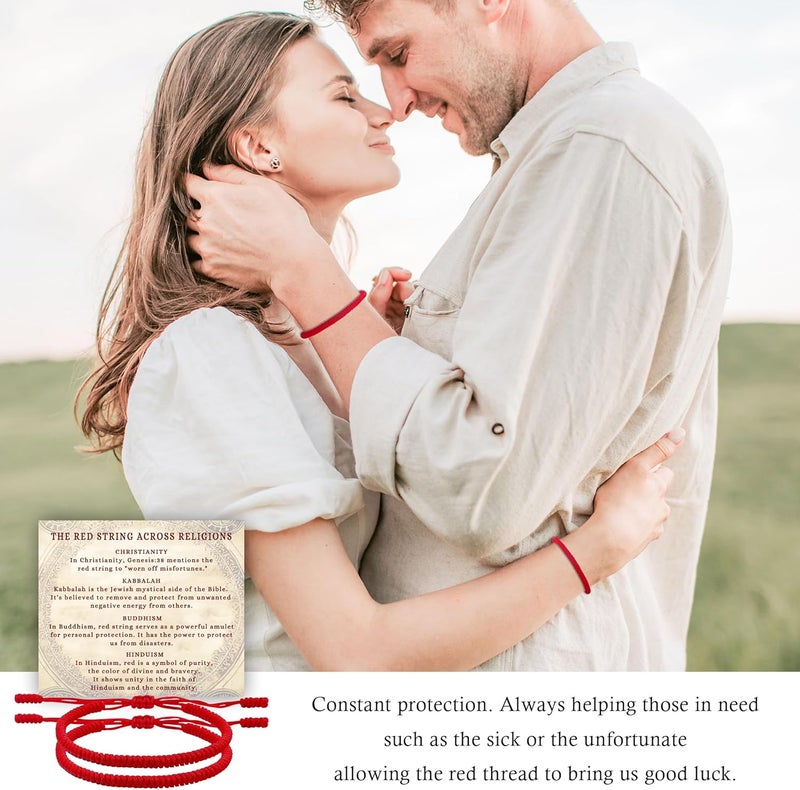 DAYANEY Red Bracelet for Women, Red String Bracelet for Protection as Valentine Gifts for Kids, Matching Jewelry for Couple, Christian Mens Good Luck Gifts Kabbalah Baby Braclets for Infant Girl - Image 3